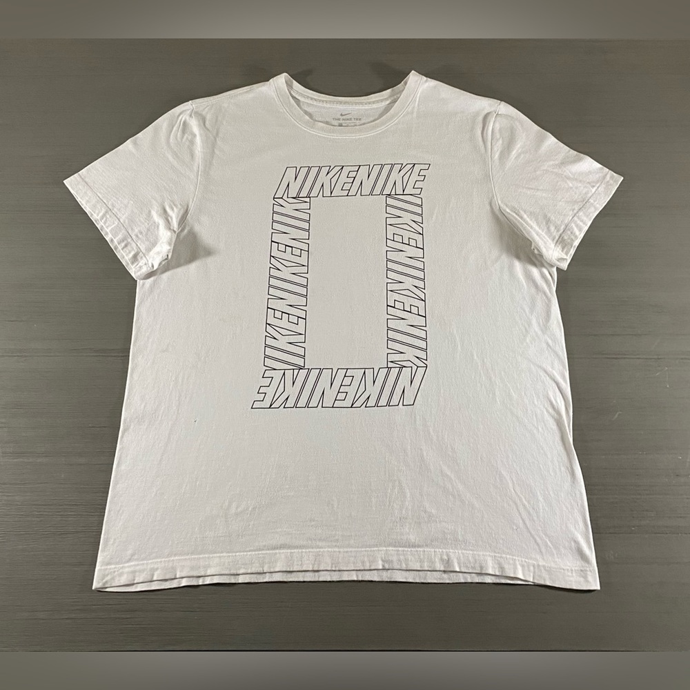 Nike Shirt Adult Extra Large White Black Box Logo Block Font Graphic Tee Mens XL